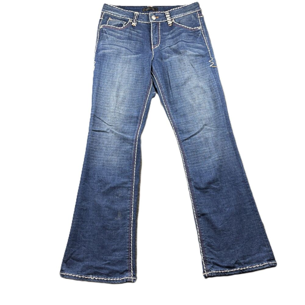 Cache Contour Collection Women Jeans Vintage Y2K Thick Stitch Flare Size 12 M261